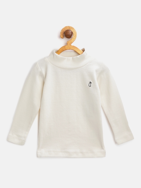 

Gini and Jony Girls Off-White Solid High Neck T-shirt