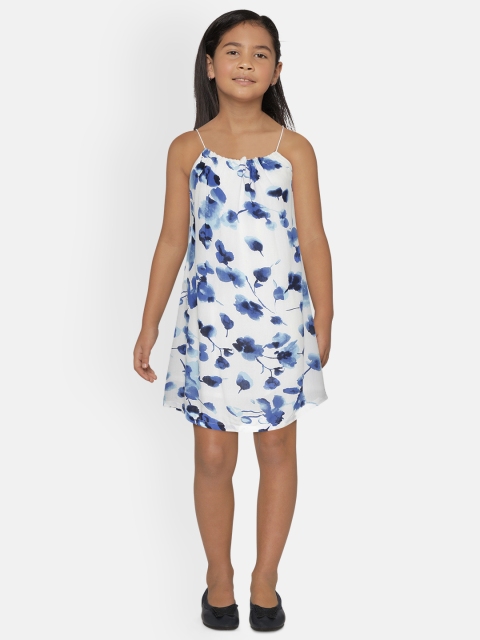 

Gini and Jony Girls Blue & White Floral Print A-Line Dress with Hairband