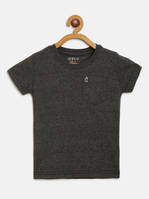 

Gini and Jony Boys Charcoal Grey Solid Round Neck T-shirt