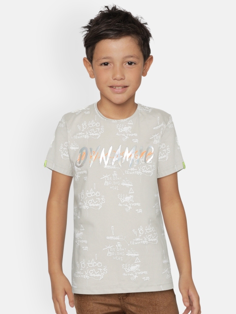 

Gini and Jony Boys Grey Printed Round Neck T-shirt