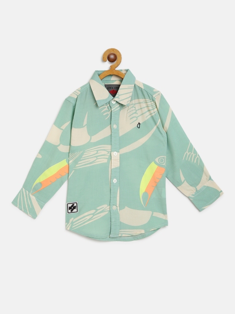 

Gini and Jony Boys Blue & Off-White Regular Fit Graphic Print Casual Shirt