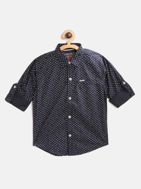 

Gini and Jony Boys Navy Blue & White Regular Fit Micro Ditsy Print Casual Shirt
