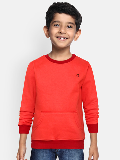

Gini and Jony Boys Coral Orange Solid Sweatshirt