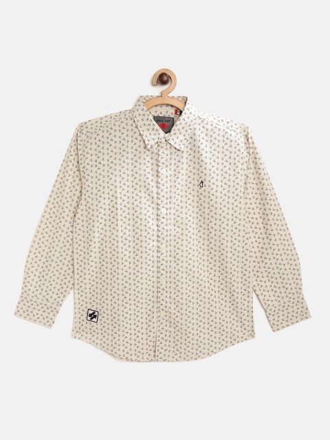 

Gini and Jony Boys Cream-Coloured & Grey Regular Fit Leaf Print Casual Shirt