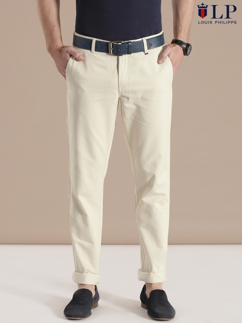 

Louis Philippe Sport Cream-Coloured Steven Slim Casual Trousers