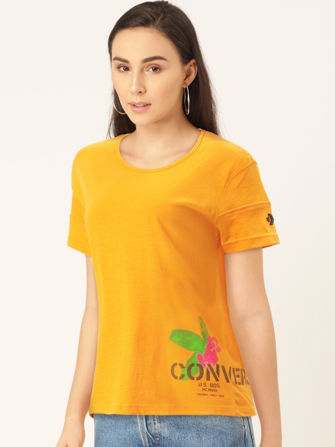 

Converse Women Yellow Printed Round Neck T-shirt