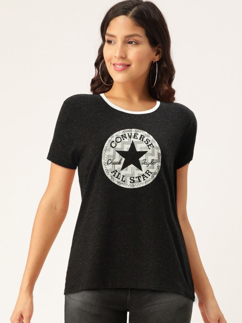 

Converse Women Black Printed Round Neck T-shirt