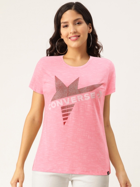 

Converse Women Pink Printed Round Neck T-shirt