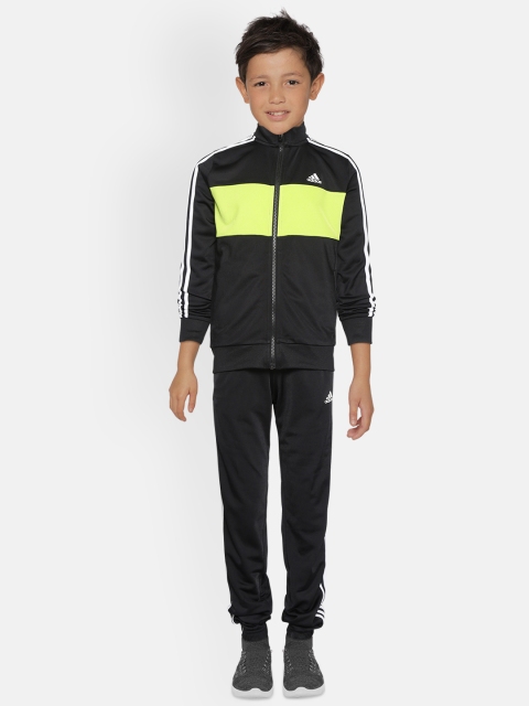 

ADIDAS Boys Black & Fluorescent Green Colourblocked Training Tiberio Tracksuit