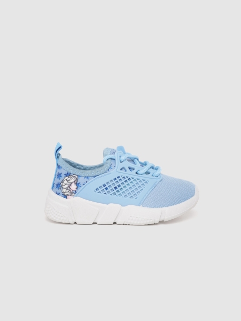 

YK Girls Blue Solid Sneakers with Laser Cut & Frozen Print Detail