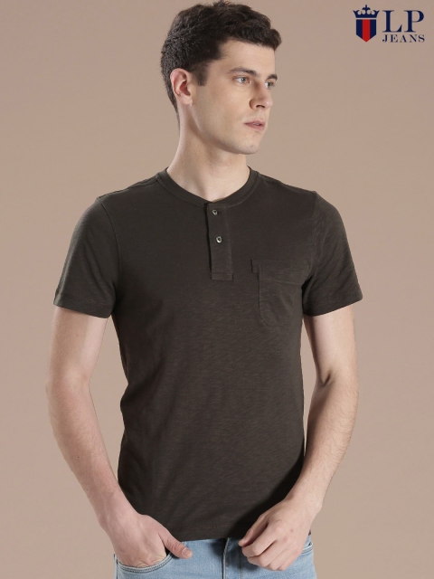 

Louis Philippe Jeans Brown Henley T-shirt