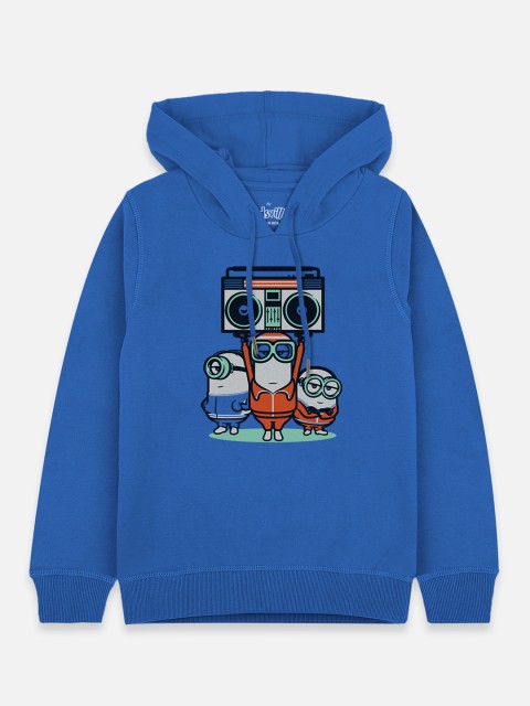 

Kids Ville Boys Blue & Orange Minions Printed Hooded Sweatshirt