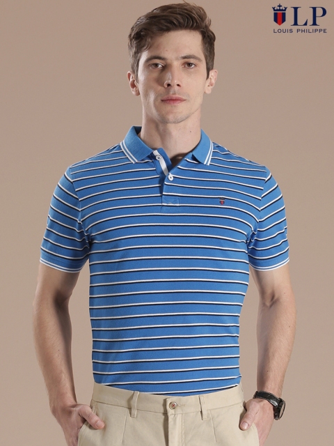 

Louis Philippe Sport Blue Striped Polo T-shirt