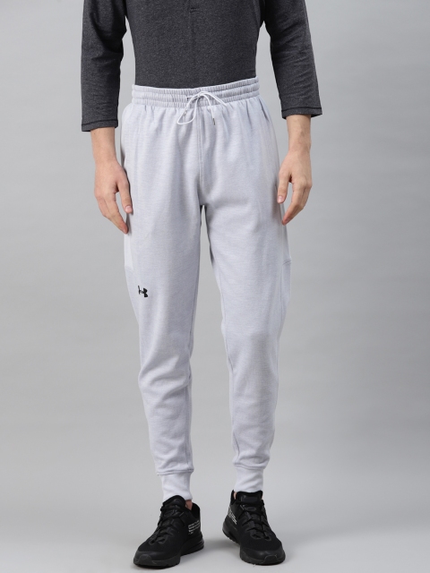 

UNDER ARMOUR Men Grey Melange Fitted Solid Double Knit Joggers