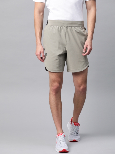 

UNDER ARMOUR Men Grey Stretch-Woven Solid Sports Shorts