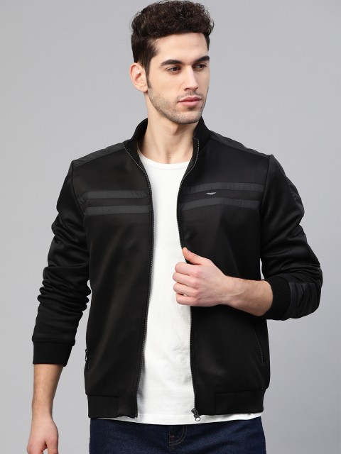 

Park Avenue Men Black Slim Fit Solid Bomber Jacket