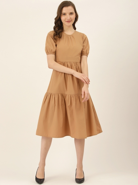 

Label Ritu Kumar Women Brown Solid Tiered Dress