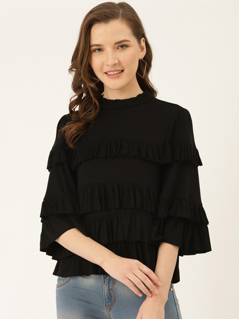 

Label Ritu Kumar Women Black Solid Top
