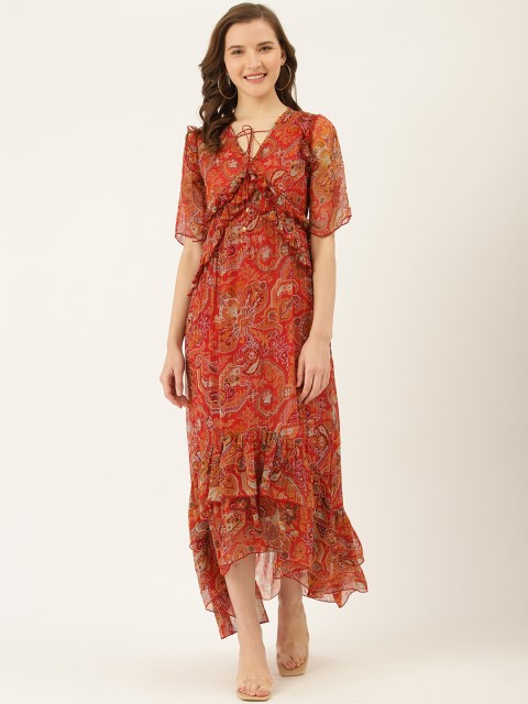 

Label Ritu Kumar Women Red Printed Maxi Dress