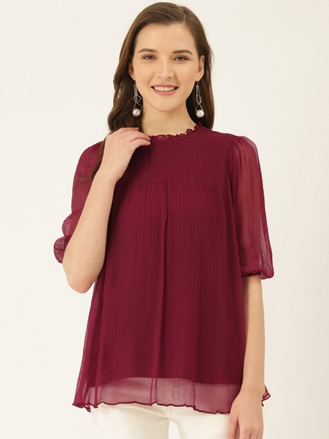 

Label Ritu Kumar Women Red Solid Top