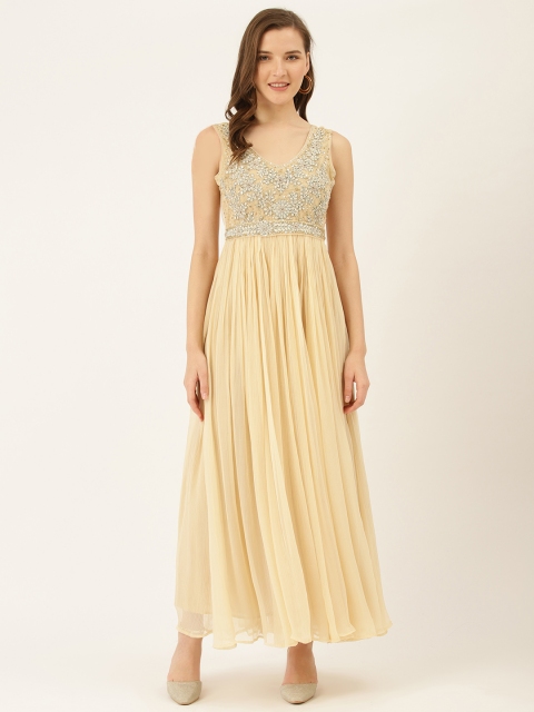 

Label Ritu Kumar Women Beige Embellished Maxi Dress