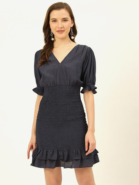 

Label Ritu Kumar Women Navy Blue Solid A-Line Dress