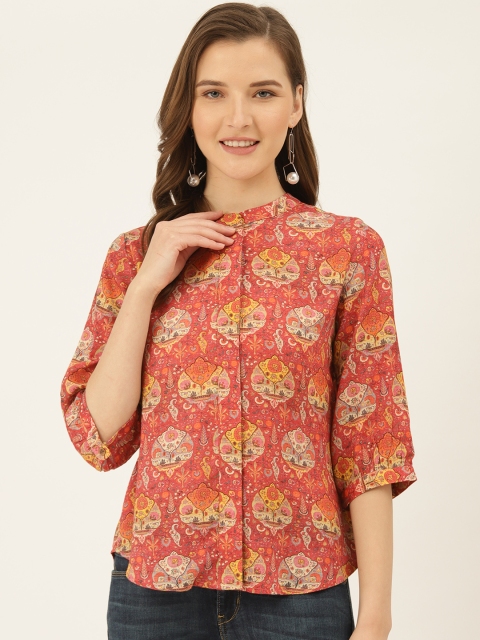 

Label Ritu Kumar Women Red & Beige Printed Shirt