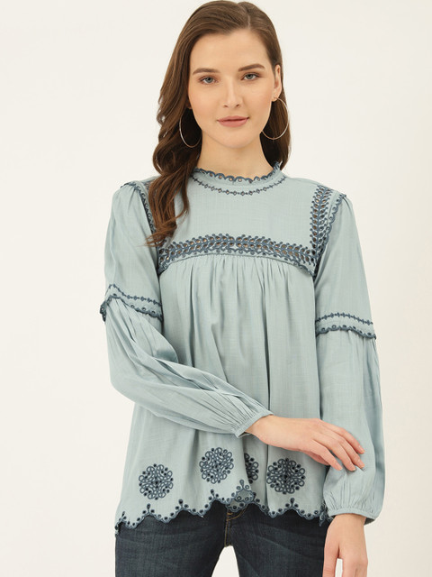 

Label Ritu Kumar Women Blue Empire Top