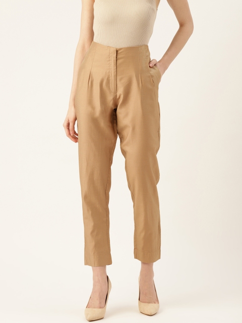 

Ritu Kumar Women Beige Straight Fit Solid Regular Trousers