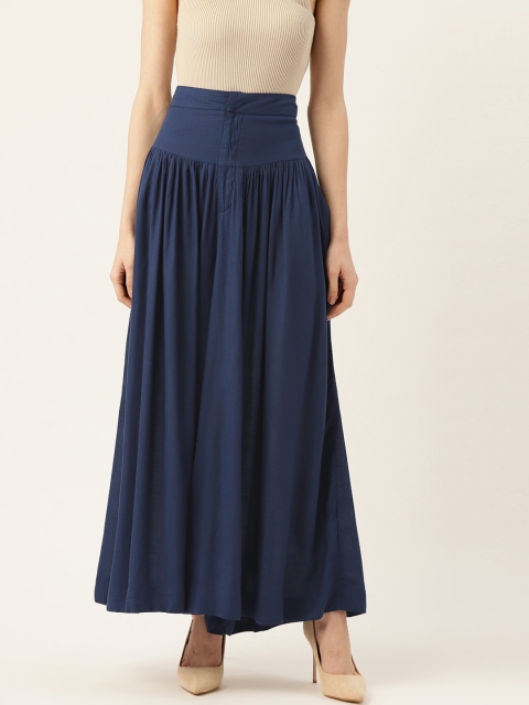 

Ritu Kumar Women Navy Blue Solid Flared Palazzos