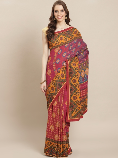 

Ritu Kumar Pink & Blue Printed Saree