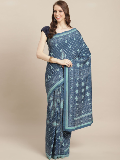 

Ritu Kumar Blue Printed Saree