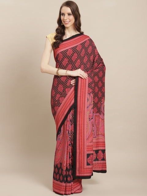 

Ritu Kumar Black & Pink Printed Saree