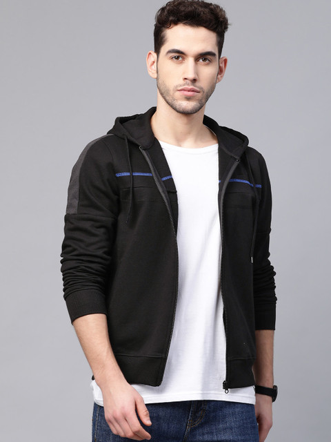 

Park Avenue Men Black Slim Fit Solid Hooded Sweatshirt