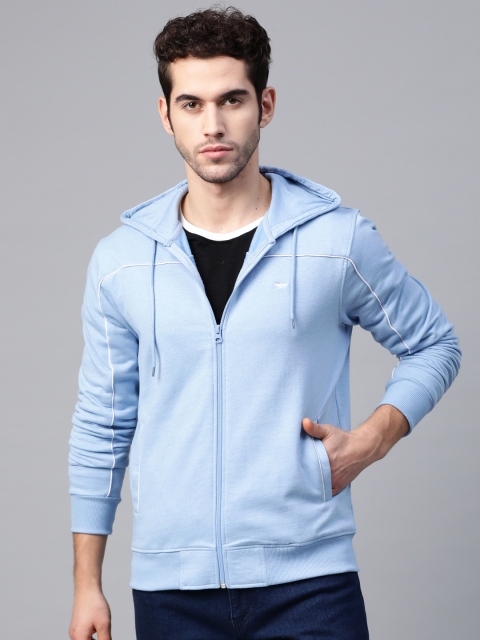 

Park Avenue Men Blue Solid Hooded Sweatshirt