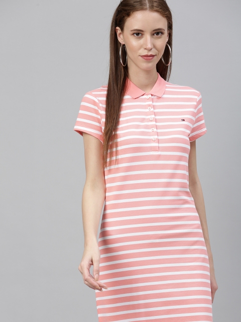 

Tommy Hilfiger Women Pink Striped T-shirt Dress
