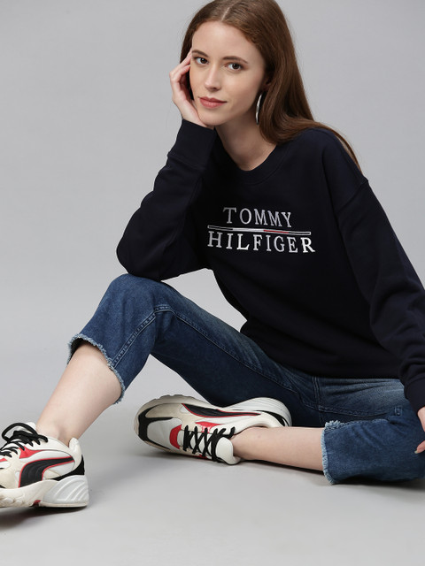 

Tommy Hilfiger Women Navy Blue Printed Sweatshirt