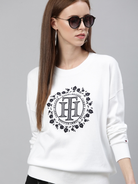 

Tommy Hilfiger Women White Printed Pullover Sweater