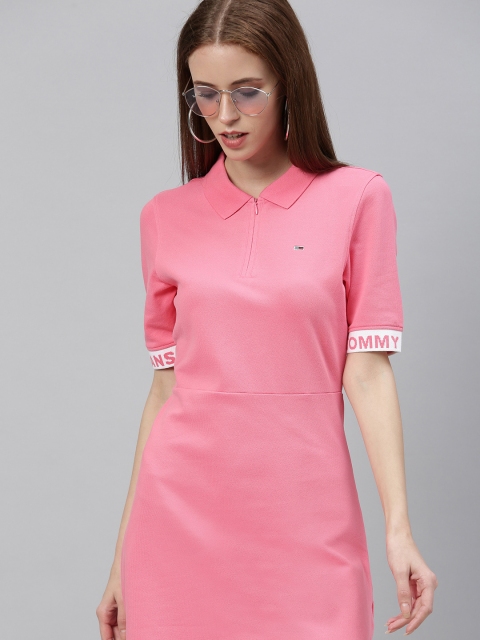

Tommy Hilfiger Women Pink Solid T-shirt Dress
