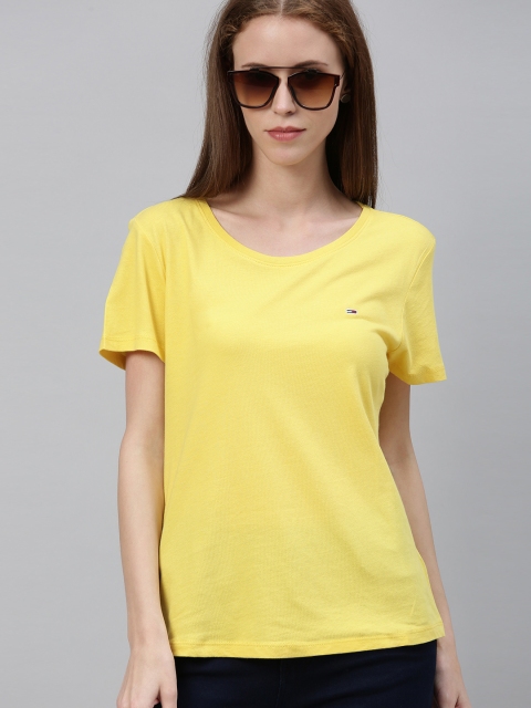 

Tommy Hilfiger Women Yellow Solid Slim Fit Round Neck T-shirt