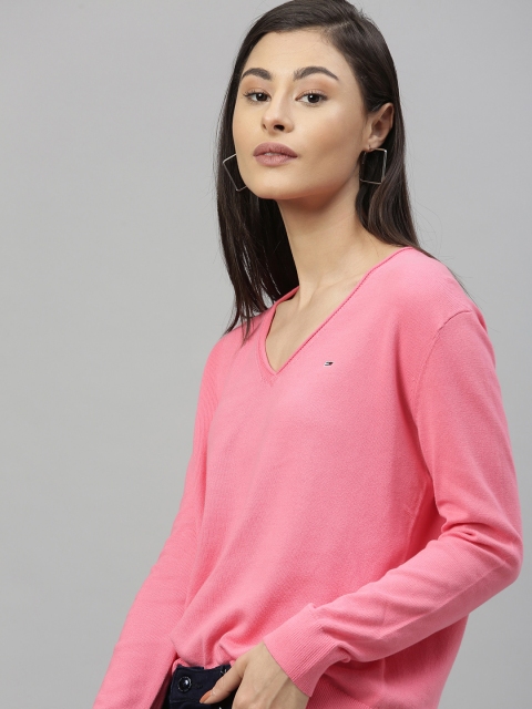 

Tommy Hilfiger Women Pink Solid Pullover Sweater