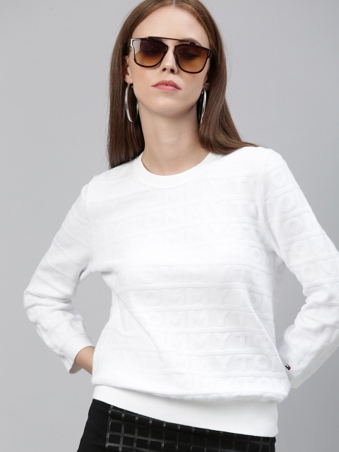 

Tommy Hilfiger Women White Self Design Pullover Sweater