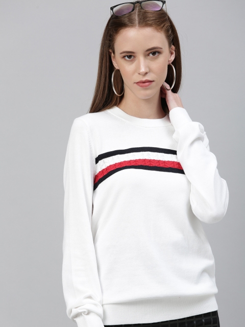 

Tommy Hilfiger Women White Striped Pullover Sweater