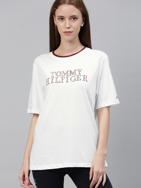 

Tommy Hilfiger Women White Printed Round Neck T-shirt