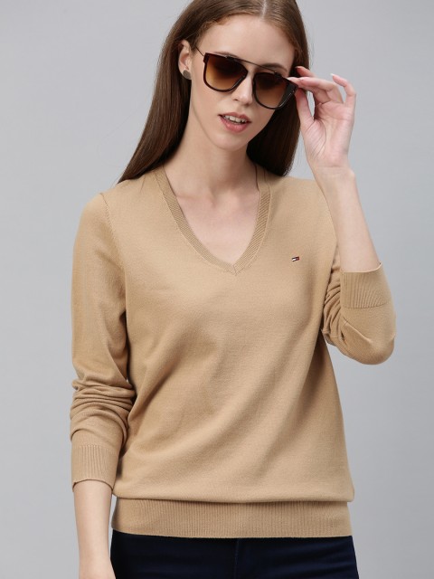 

Tommy Hilfiger Women Khaki Solid Pullover Sweater