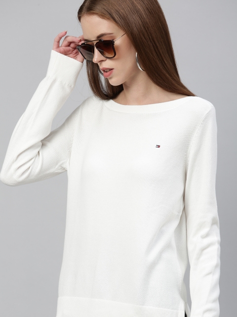 

Tommy Hilfiger Women White Solid Pullover Sweater