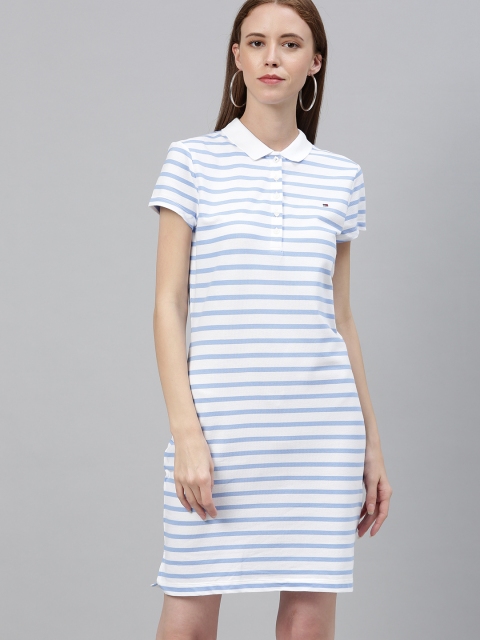 

Tommy Hilfiger Women White Striped T-shirt Dress