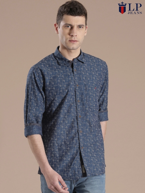 

Louis Philippe Jeans Blue Printed Jermyn Tailored Fit Casual Shirt