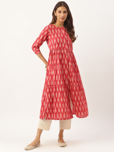 

Aayna Women Red & Off-White Printed Kurta with Trousers