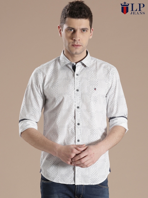 

Louis Philippe Jeans Blue Printed Union SQ Slim Casual Shirt